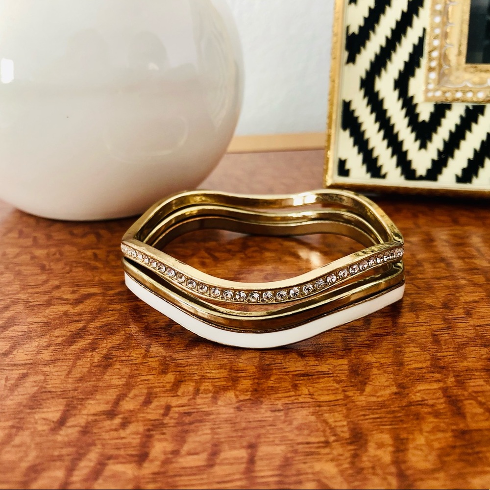 Bangle Set of 3: Gold, White, Sparkle
